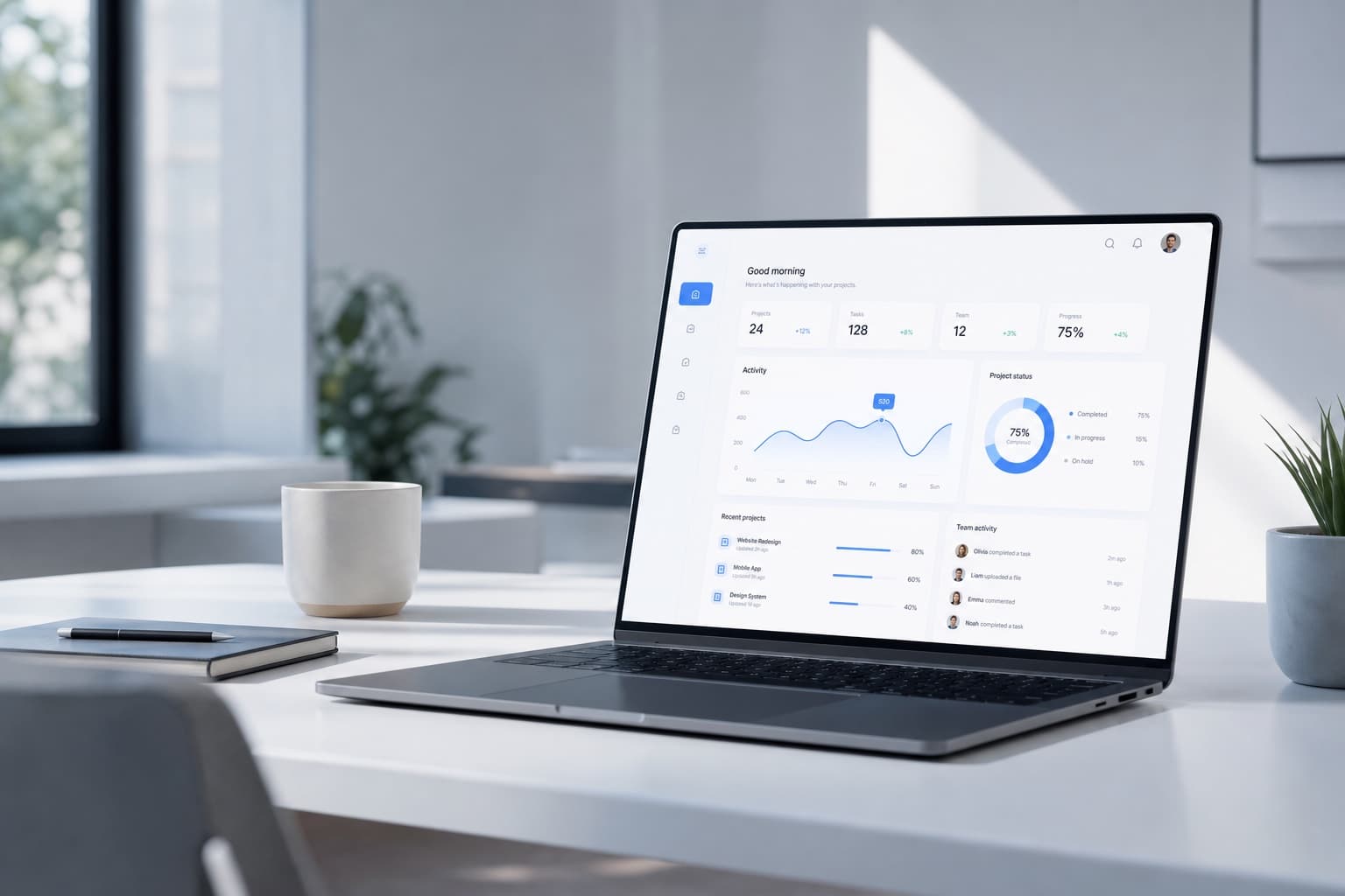 Team workspace with laptops — Wansify software development studio
